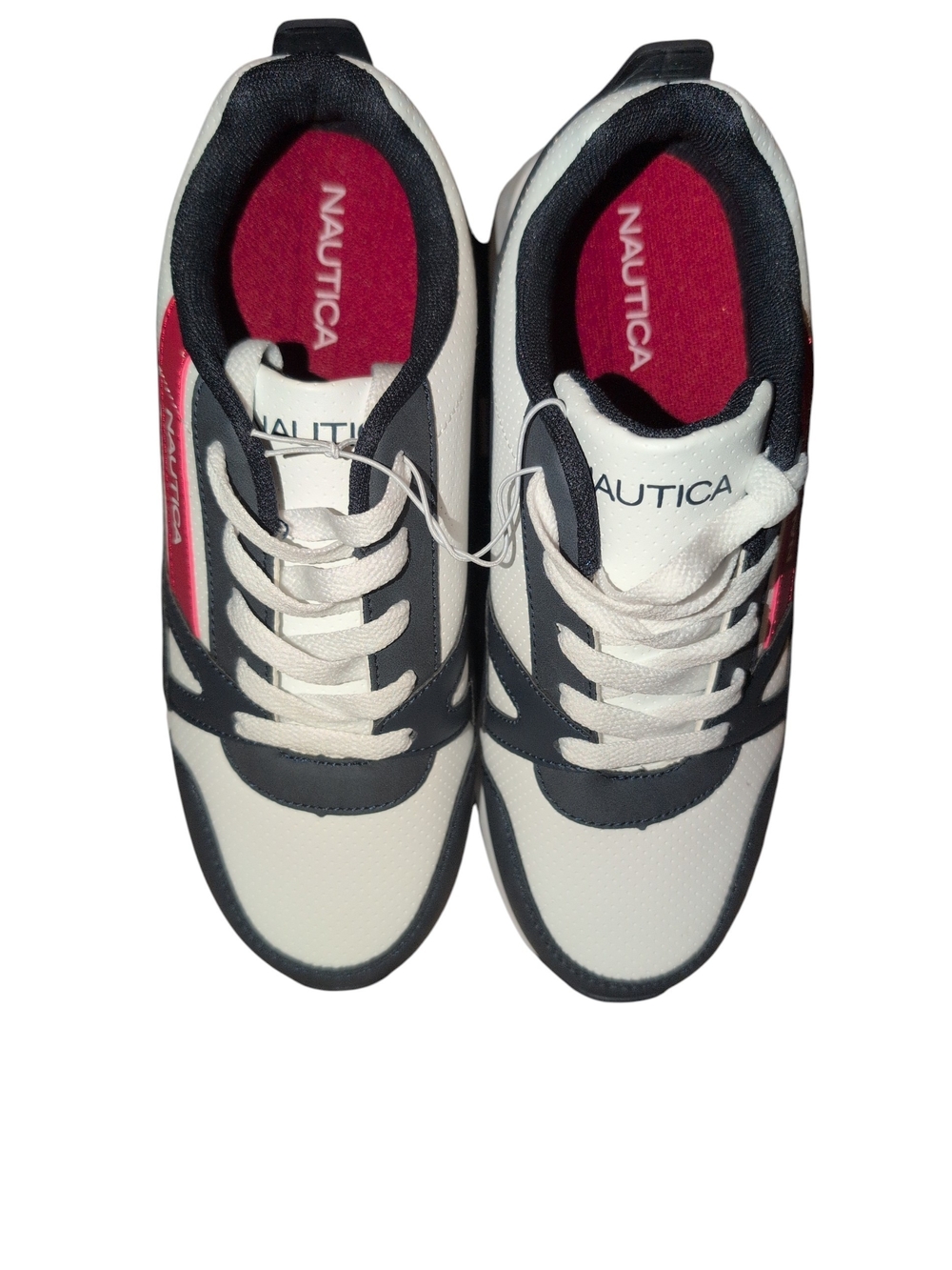 Nautica big Boys White Navy Pink Lace-Up Sneakers